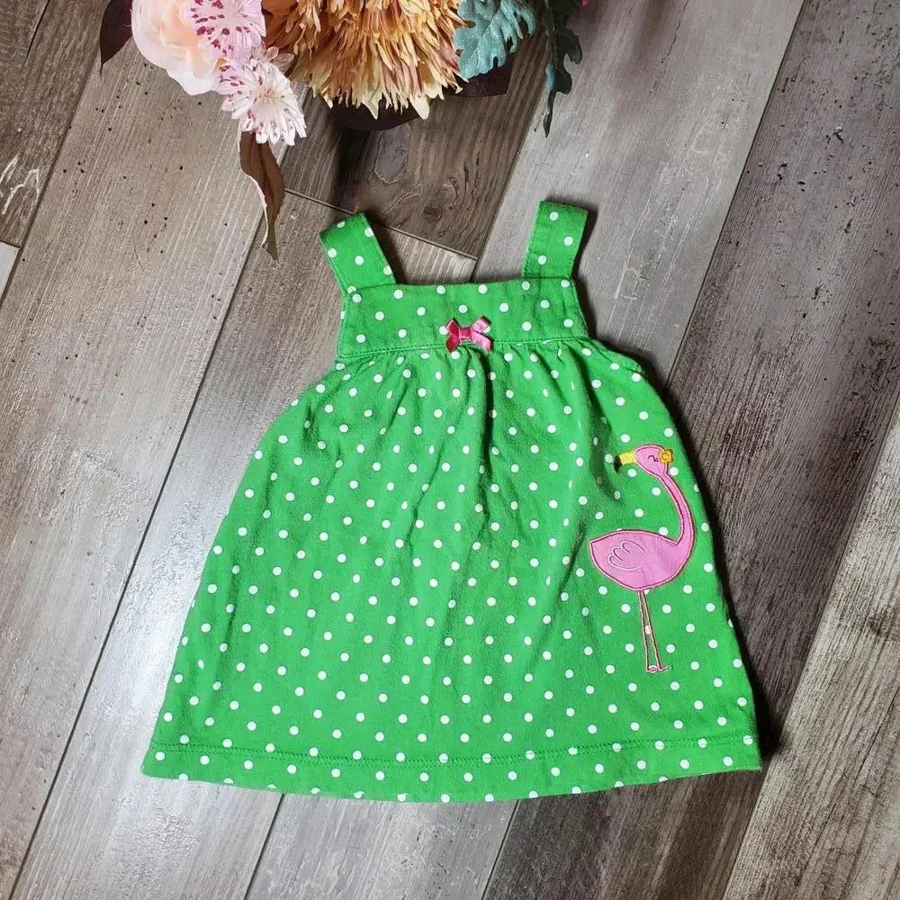 Carter's Baby Girls' Green Polka Dot Dress Size 3 Months